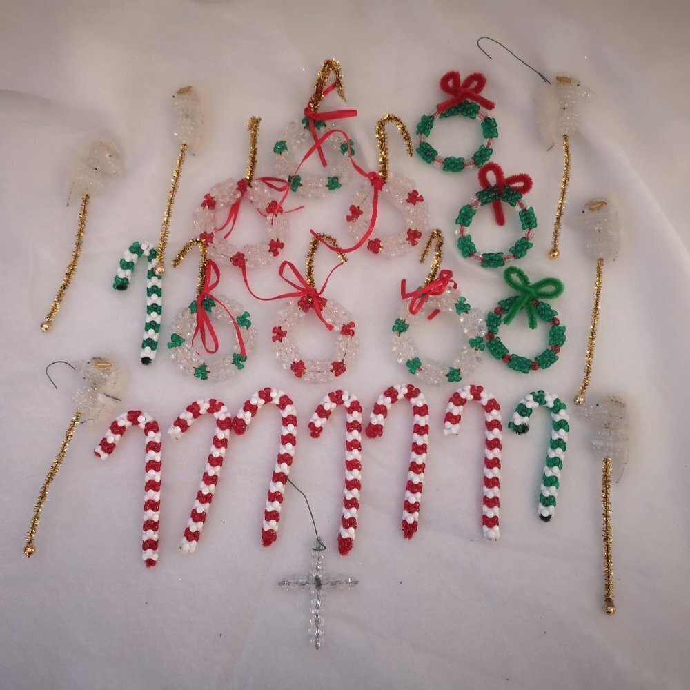 Vintage Collection of Handmade Beaded Christmas Tree Ornaments